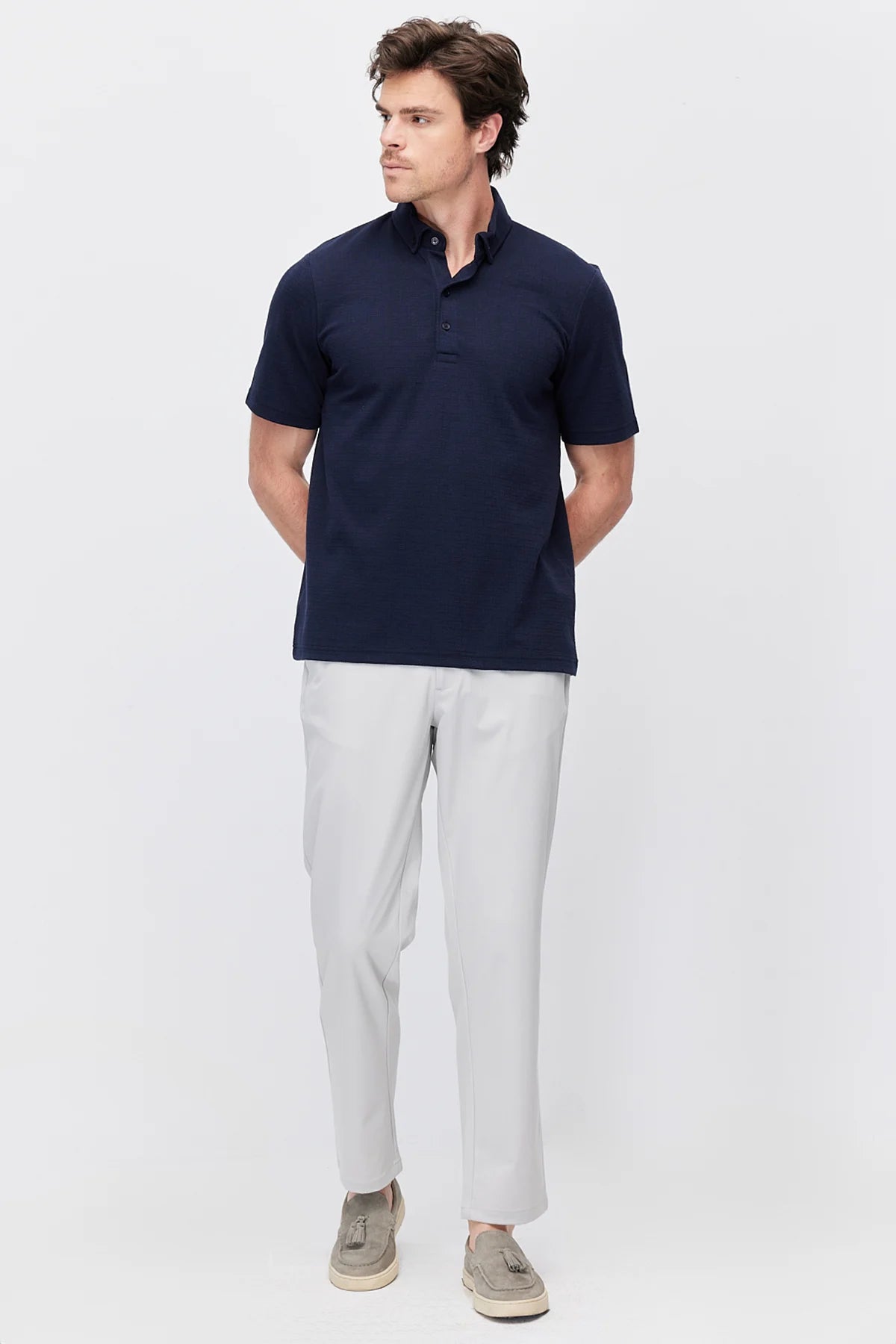 Men's Textured Polo Collar T-Shirt