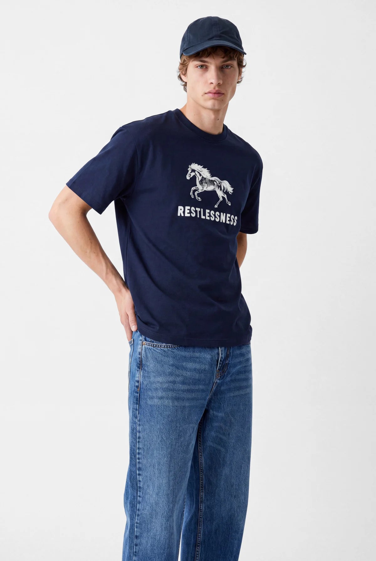 Erkek Baskılı Oversize Tişört