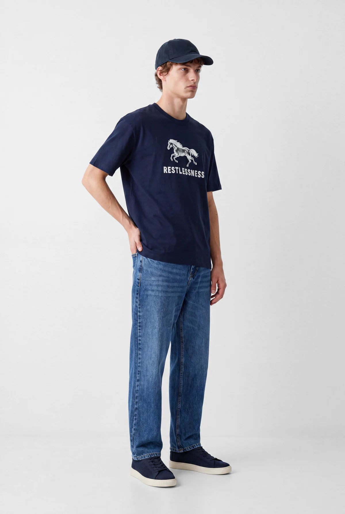 Erkek Baskılı Oversize Tişört