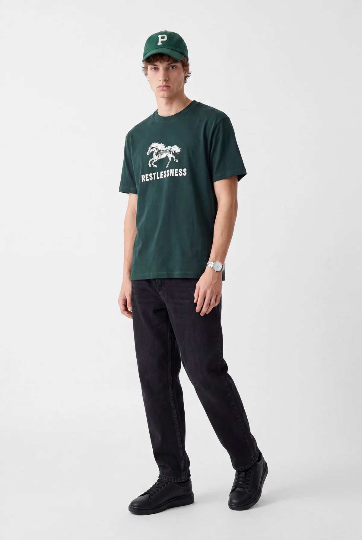 Erkek Baskılı Oversize Tişört