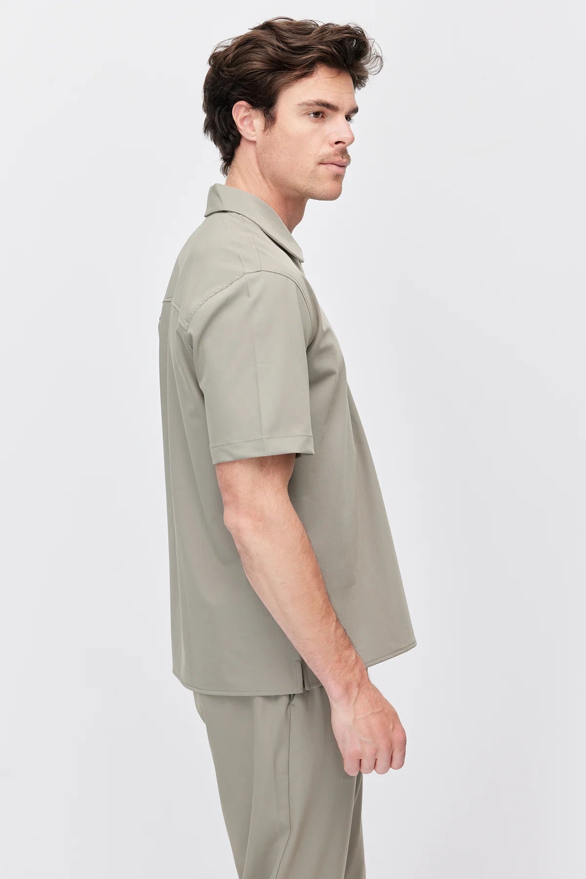 Men's Polo Collar T-Shirt with Minimal Side Slit Detail