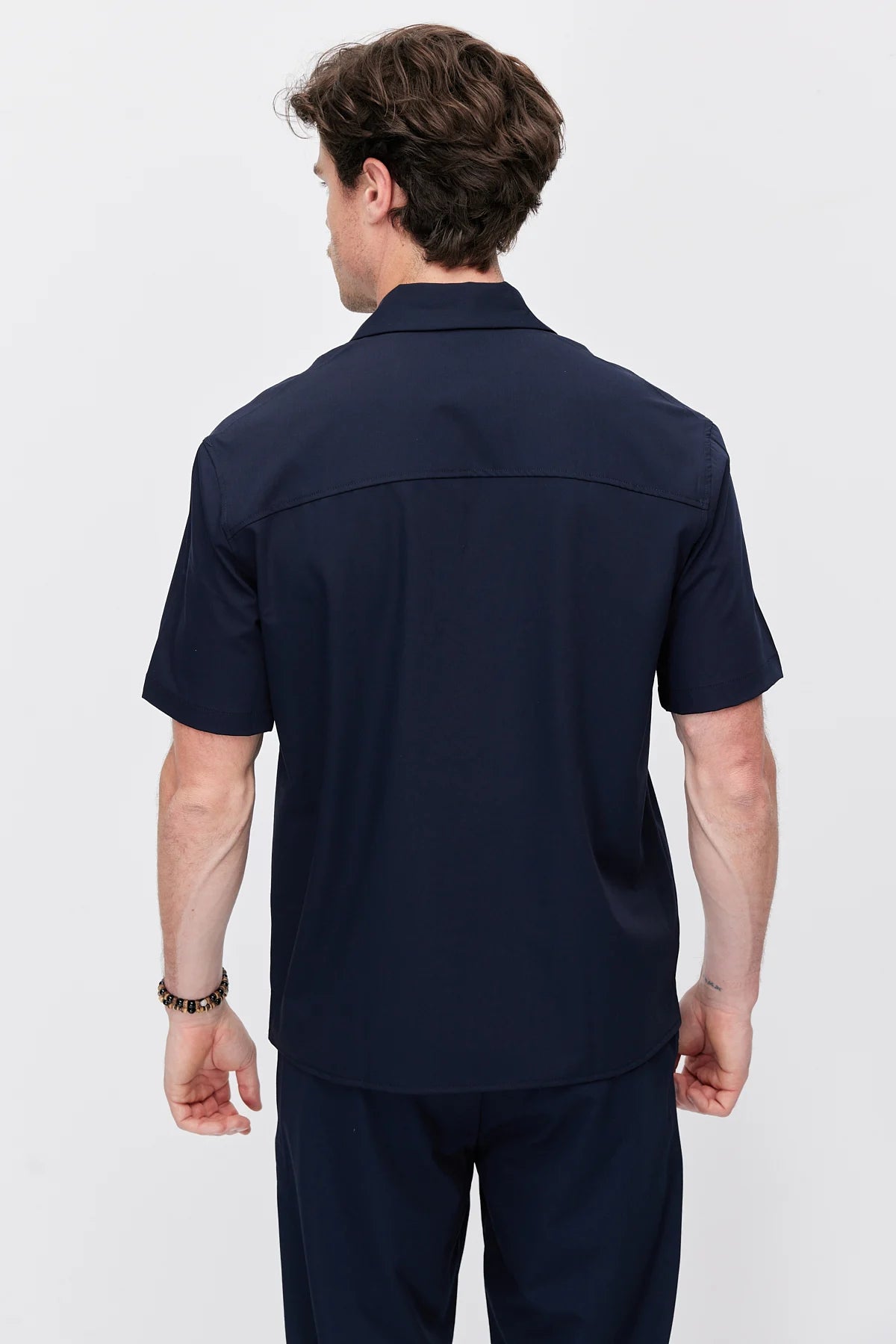 Men's Polo Collar T-Shirt with Minimal Side Slit Detail