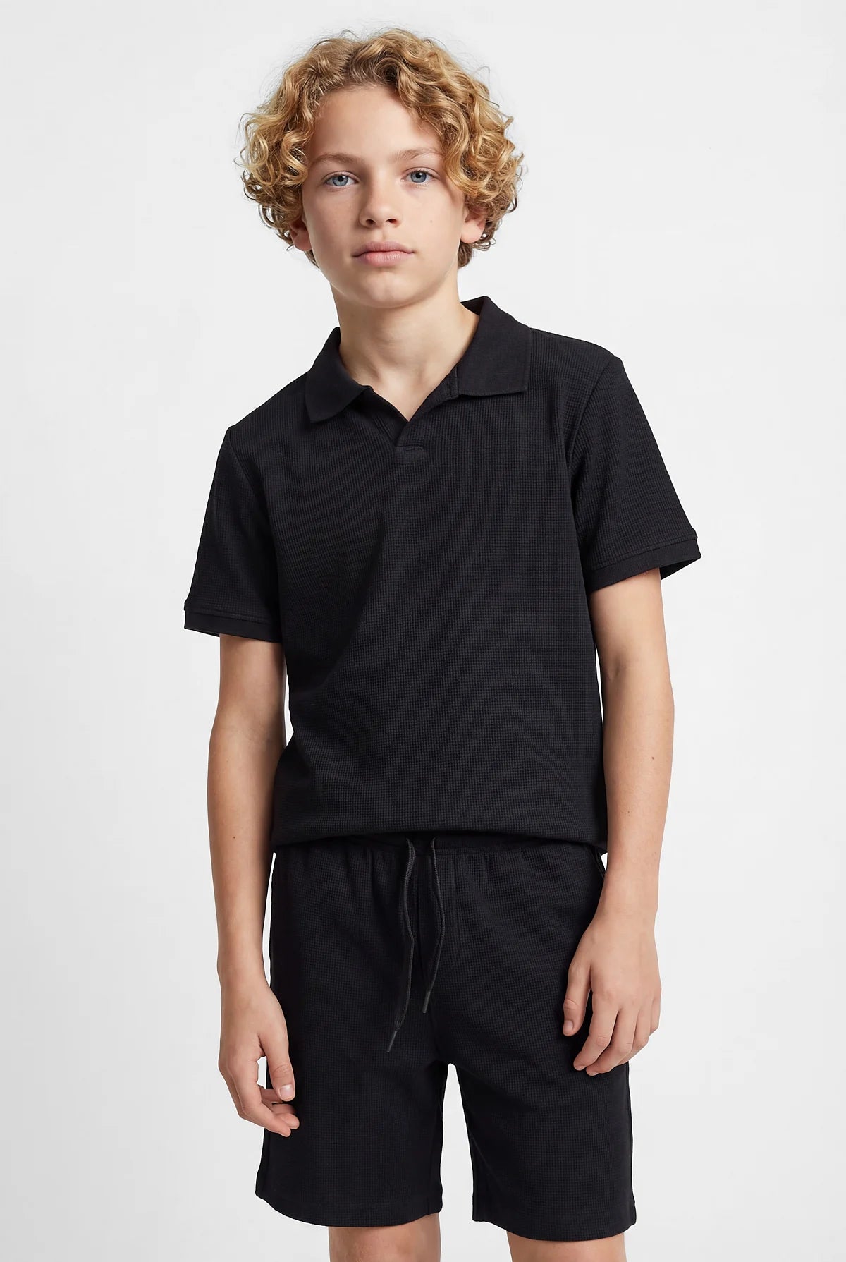 Boys' Polo Collar Textured T-shirt