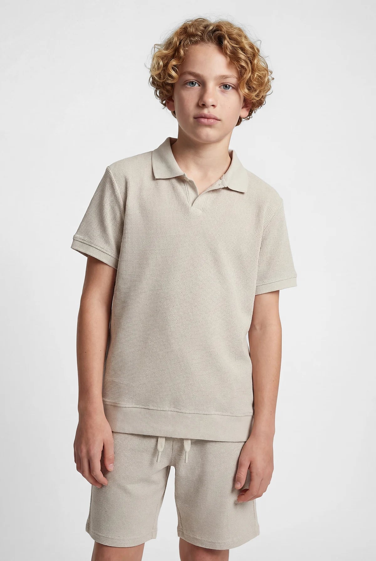 Boys' Polo Collar Textured T-shirt