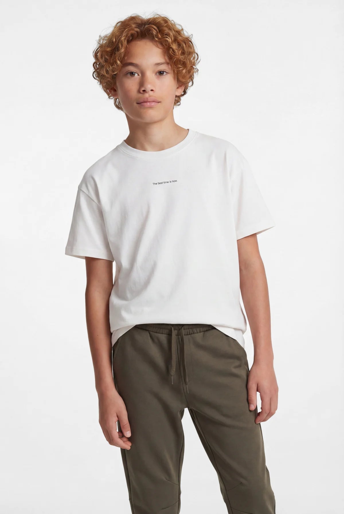 Boys' Oversize Basic T-shirt with Text Print