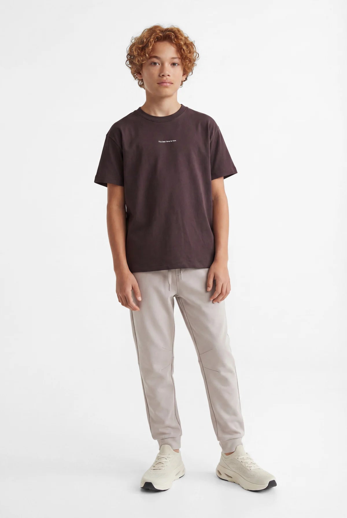 Boys' Oversize Basic T-shirt with Text Print
