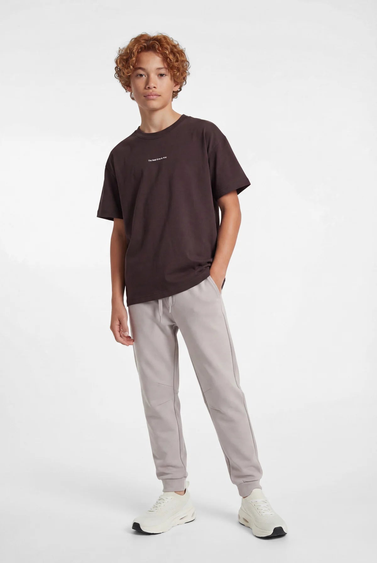 Boys' Oversize Basic T-shirt with Text Print