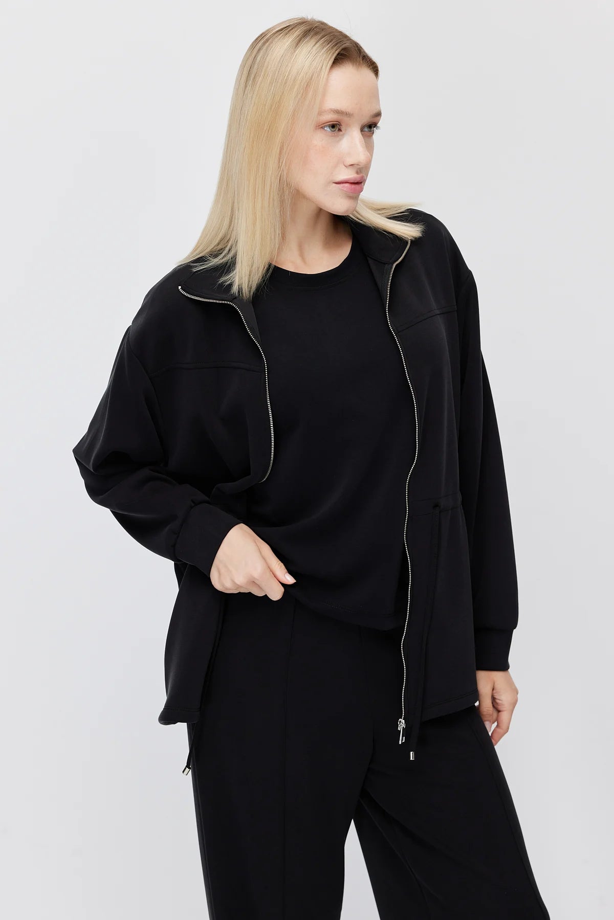Women's Thin Sweatshirt with Adjustable Waist Drawstring