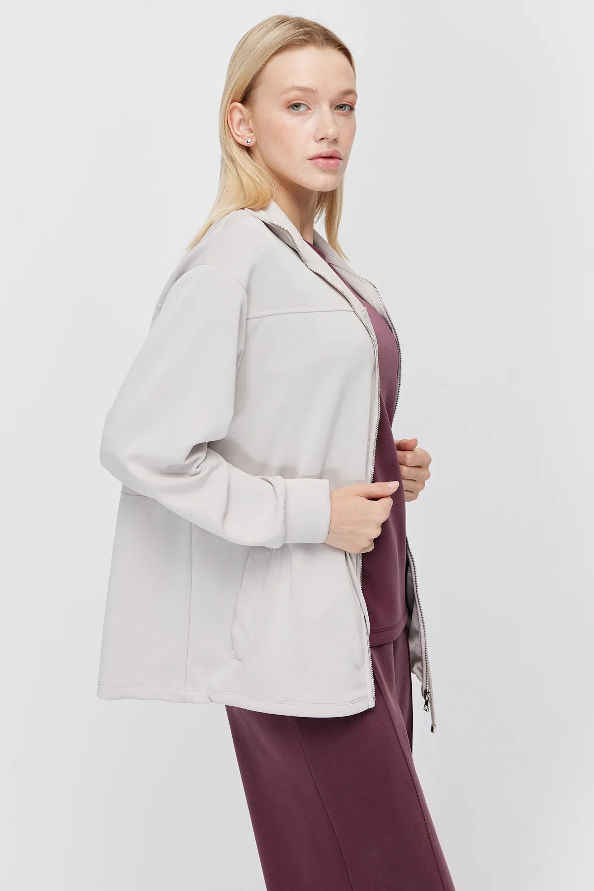 Women's Thin Sweatshirt with Adjustable Waist Drawstring