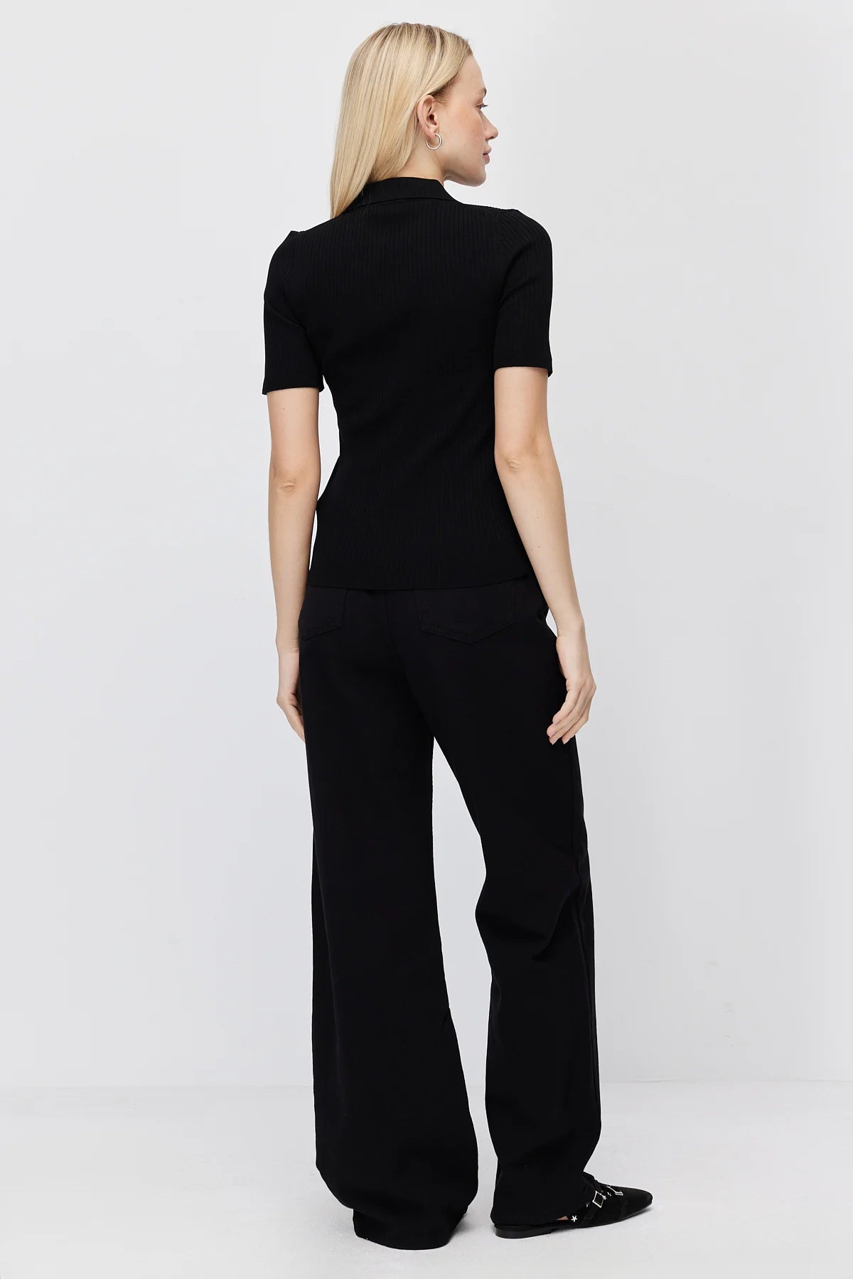 Women's High Waist Wide Leg Black Jeans