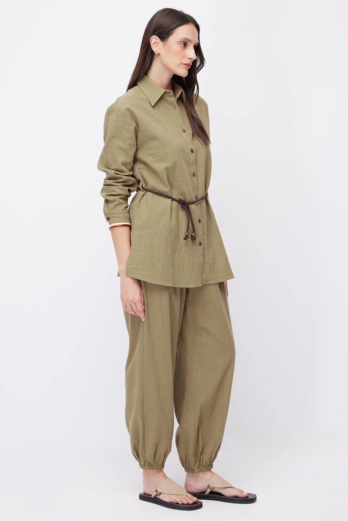 Women's Linen Trousers with Elasticated Hem
