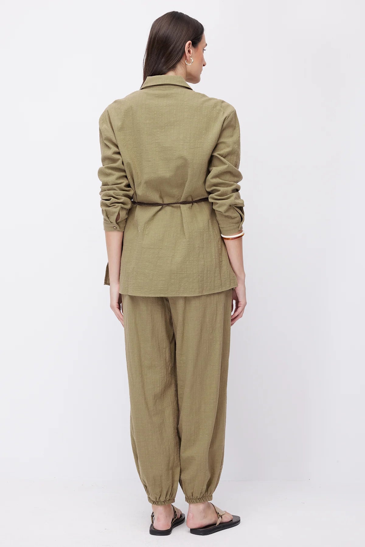 Women's Linen Trousers with Elasticated Hem