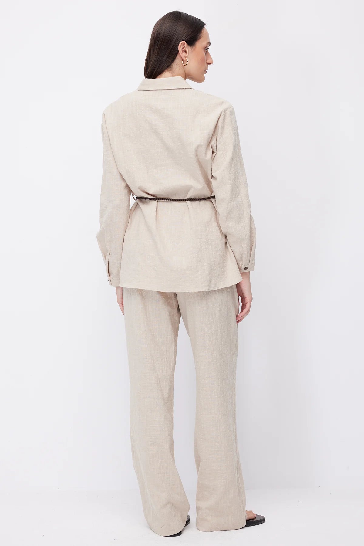 Women's Linen Trousers with Elastic Waistband