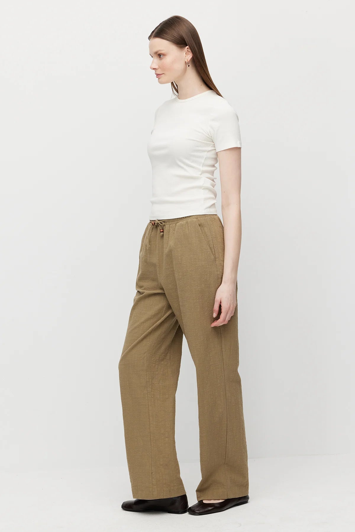 Women's Linen Trousers with Elastic Waistband