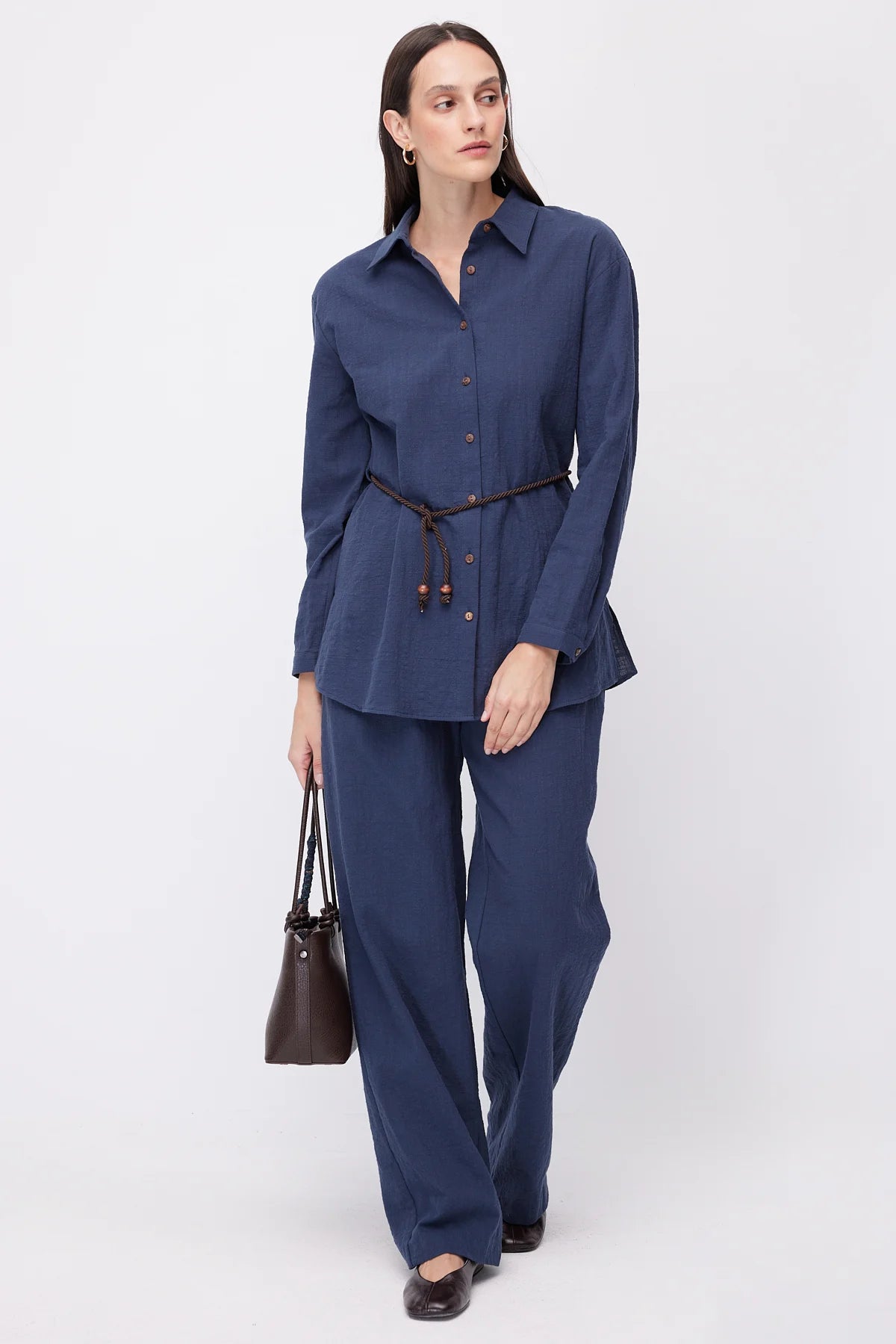 Women's Linen Trousers with Elastic Waistband