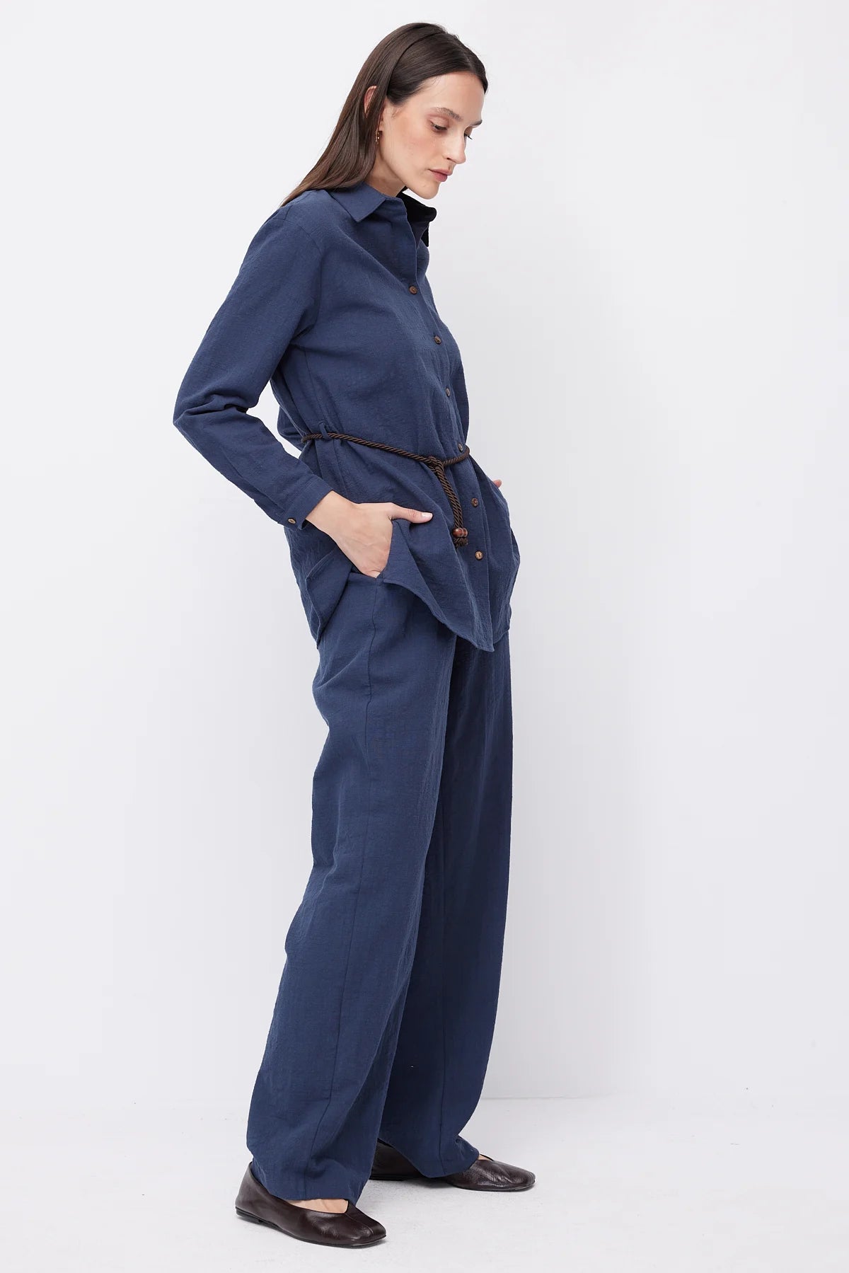 Women's Linen Trousers with Elastic Waistband