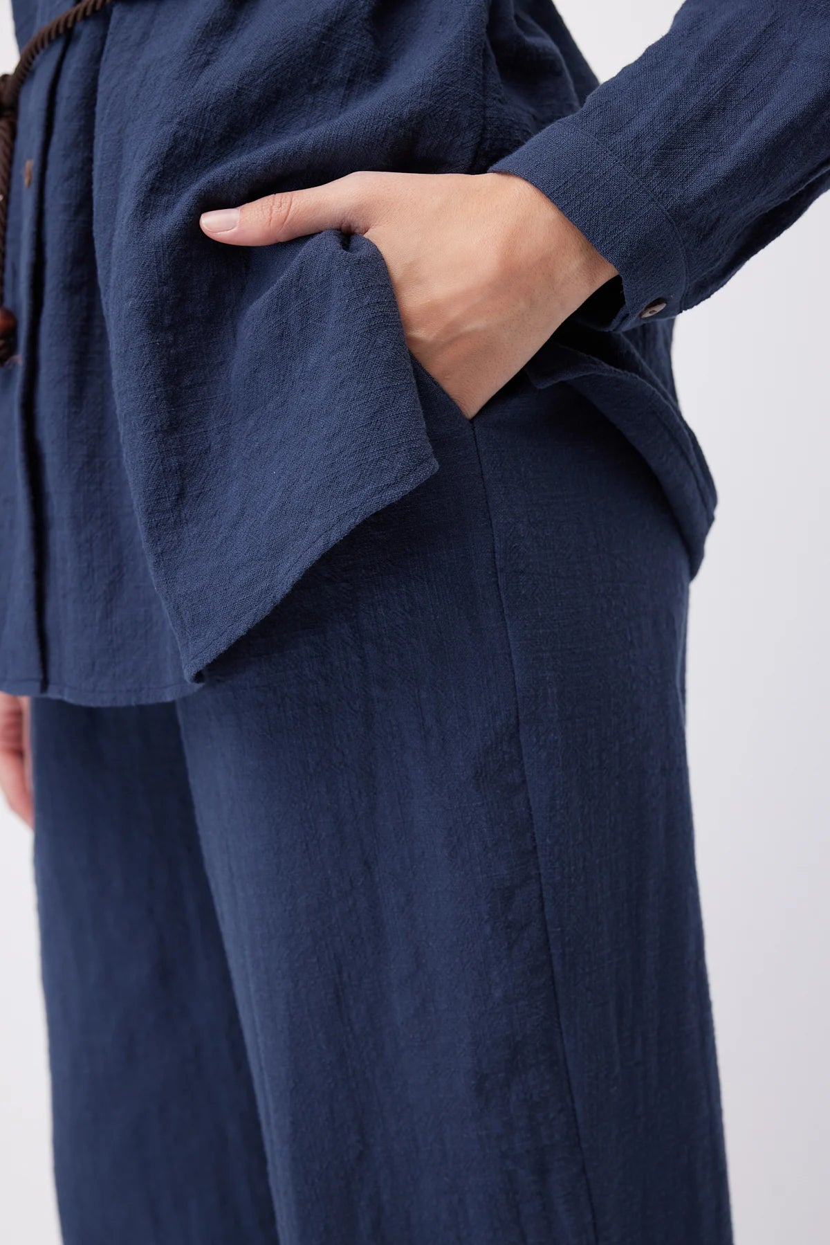 Women's Linen Trousers with Elastic Waistband