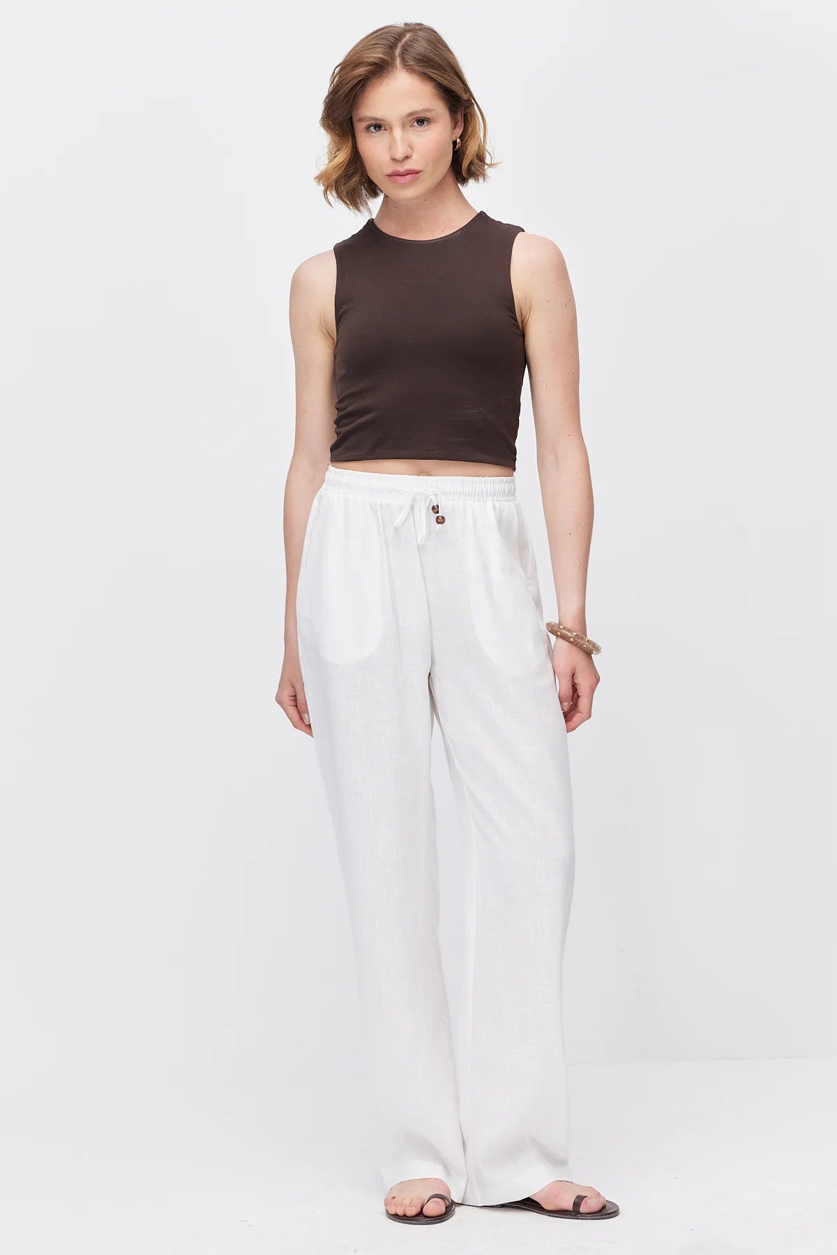 Women's Belted Pants with Pockets