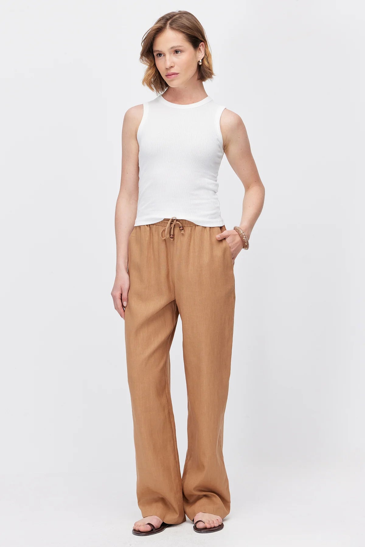 Women's Belted Pants with Pockets