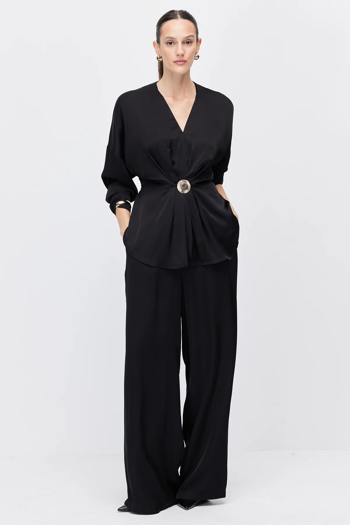 Women's Wide Leg Satin Trousers
