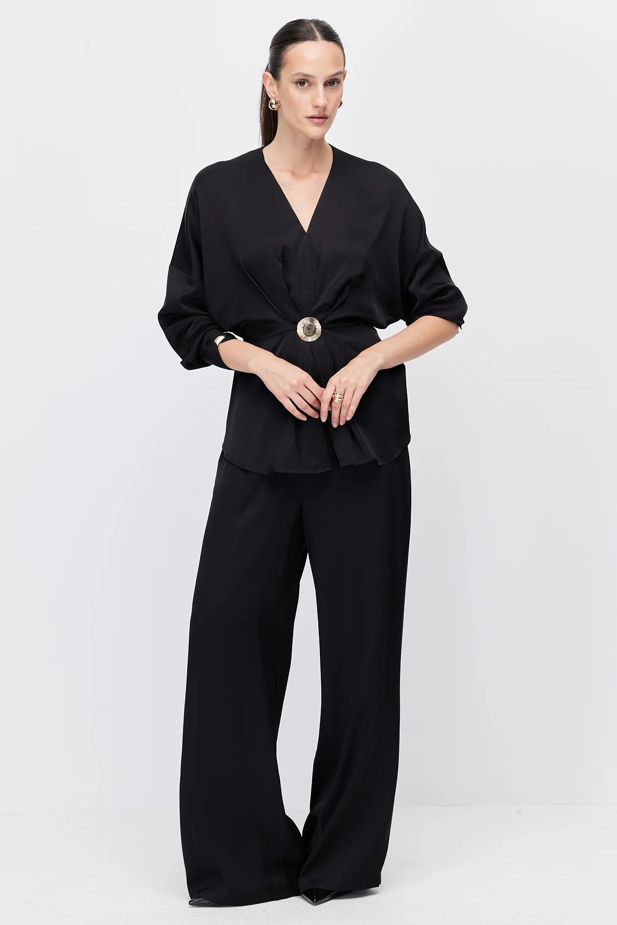 Women's Wide Leg Satin Trousers