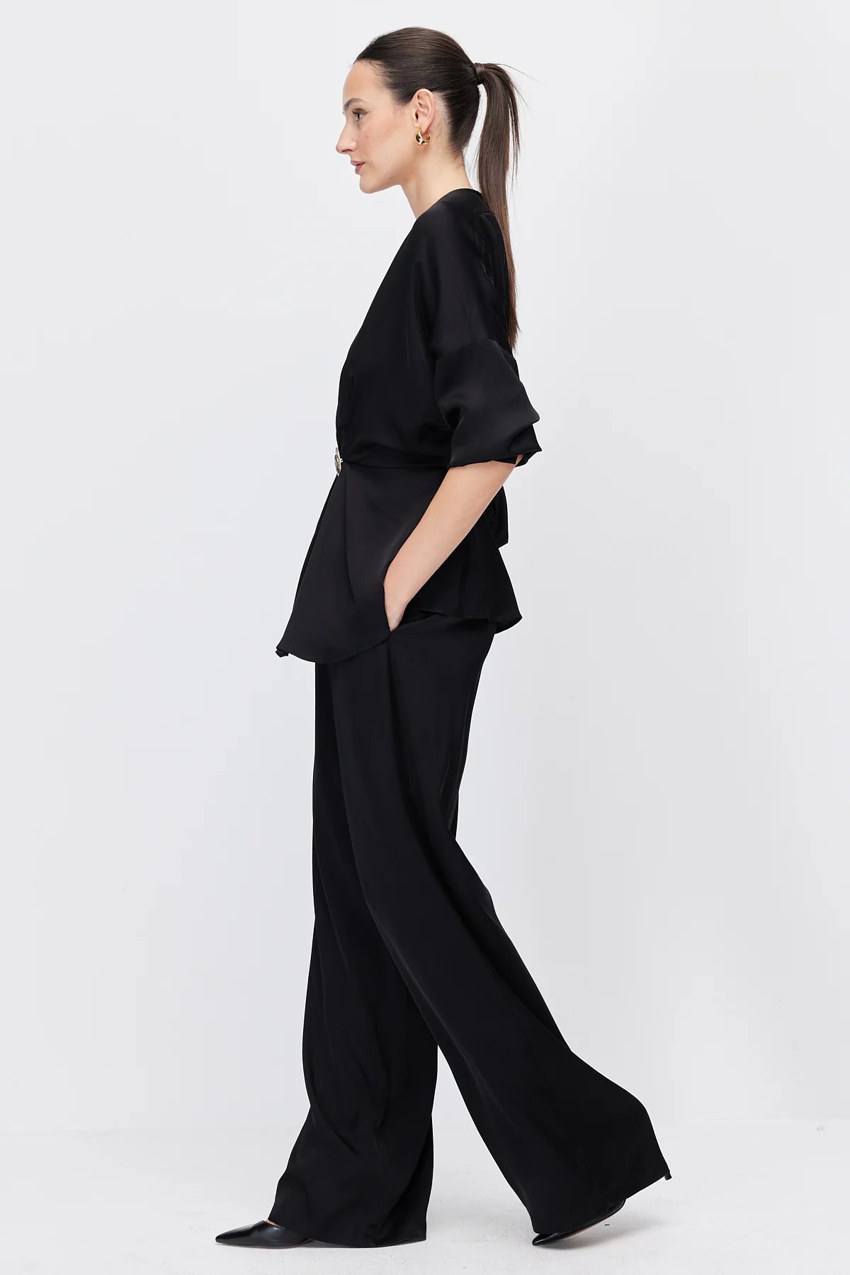 Women's Wide Leg Satin Trousers