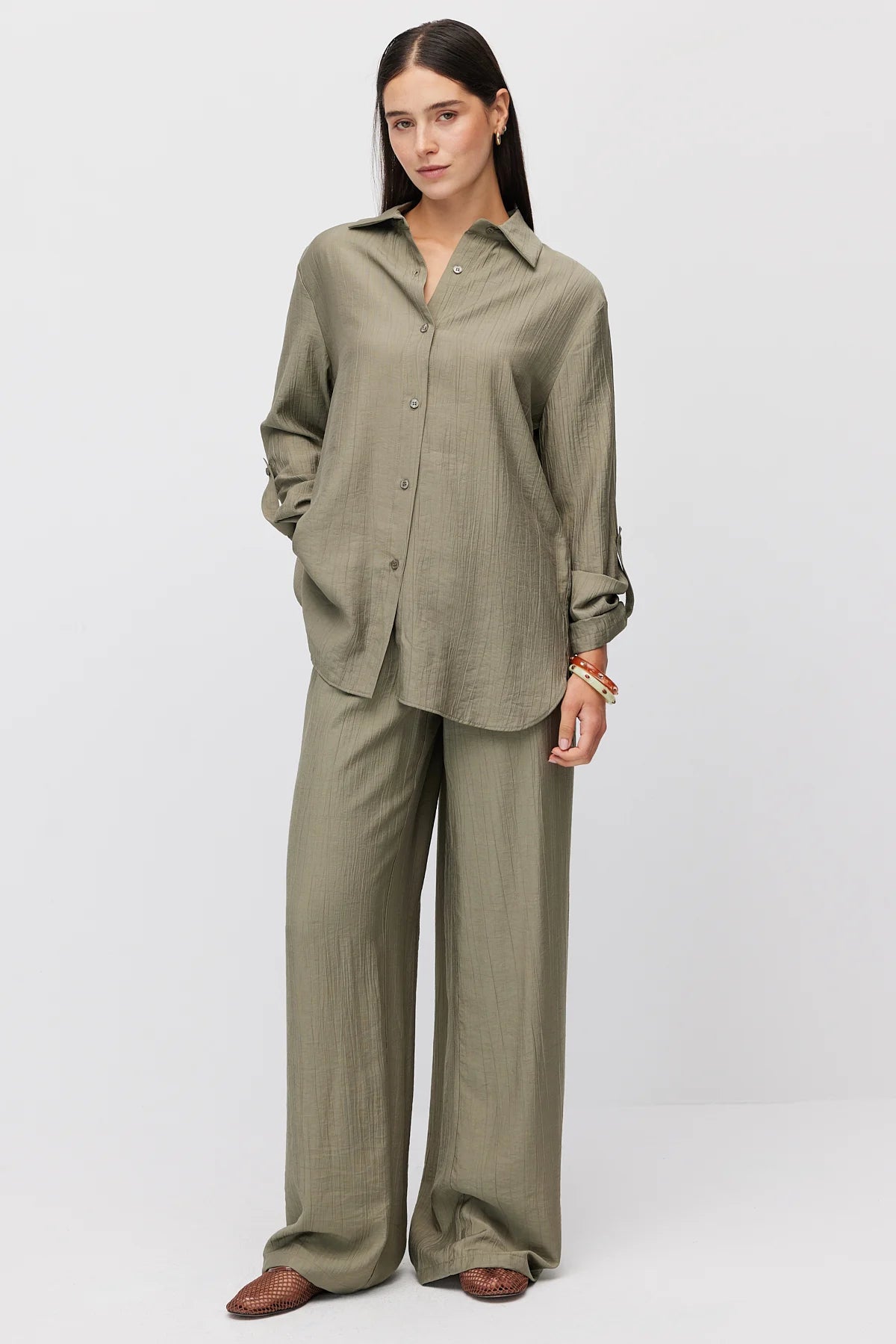 Women's Elastic Waist Wide Leg Trousers