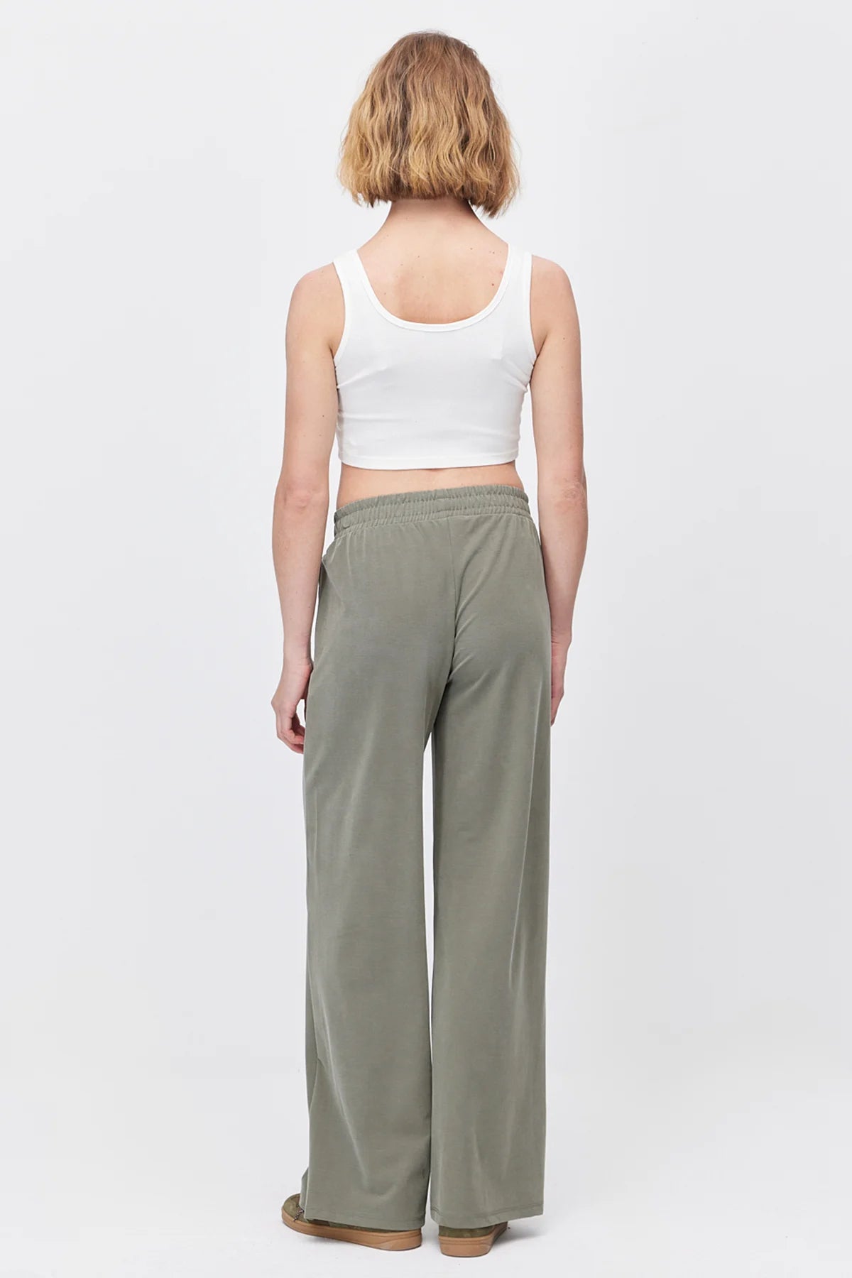 Women's Wide Leg Sweatpants with Front Seam Detail