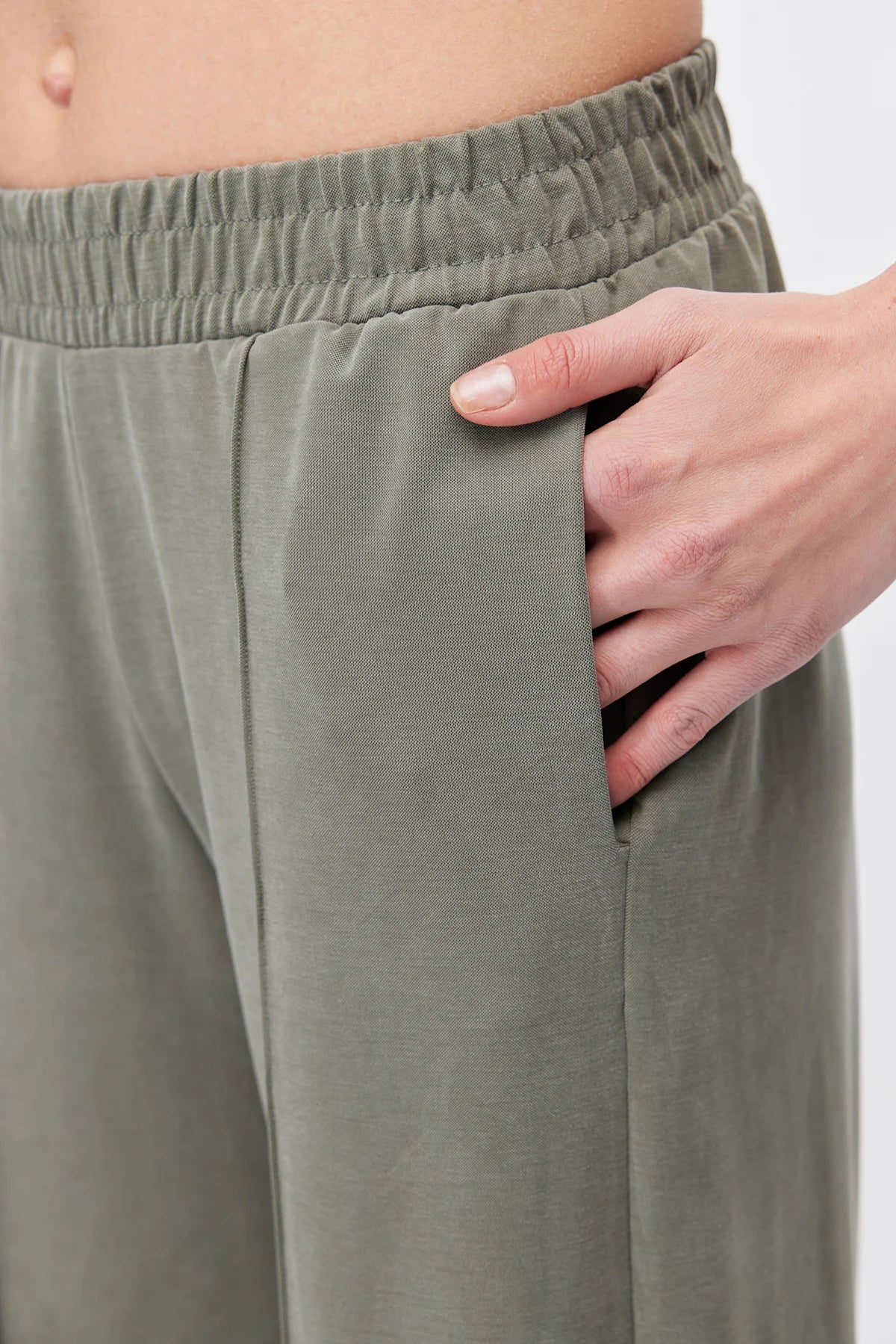 Women's Wide Leg Sweatpants with Front Seam Detail
