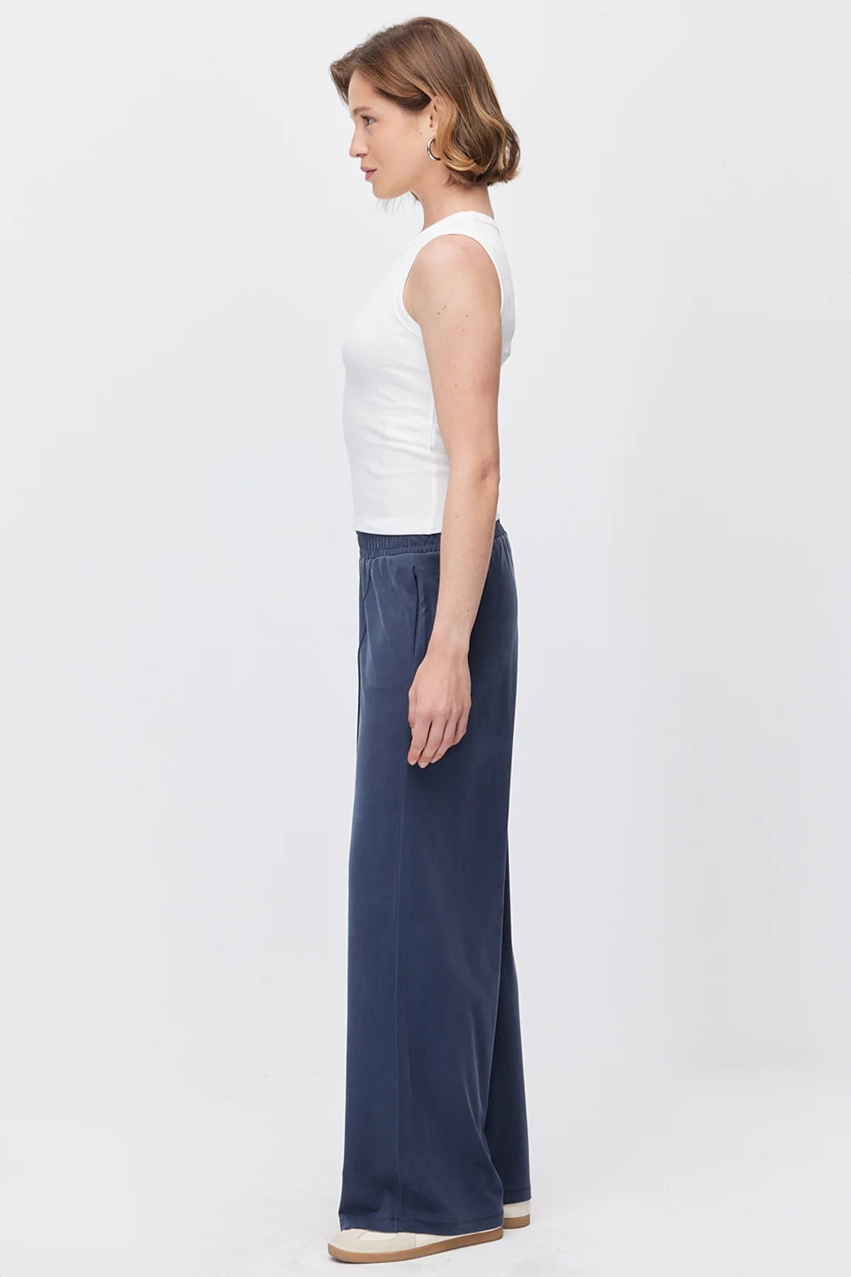 Women's Wide Leg Sweatpants with Front Seam Detail