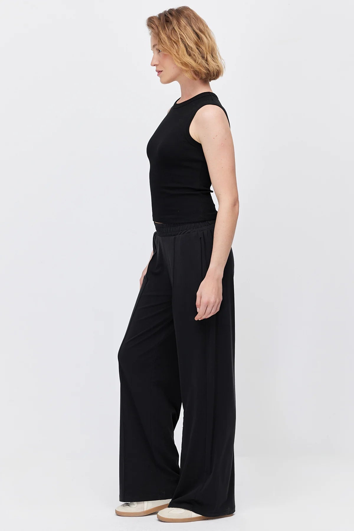Women's Wide Leg Sweatpants with Front Seam Detail