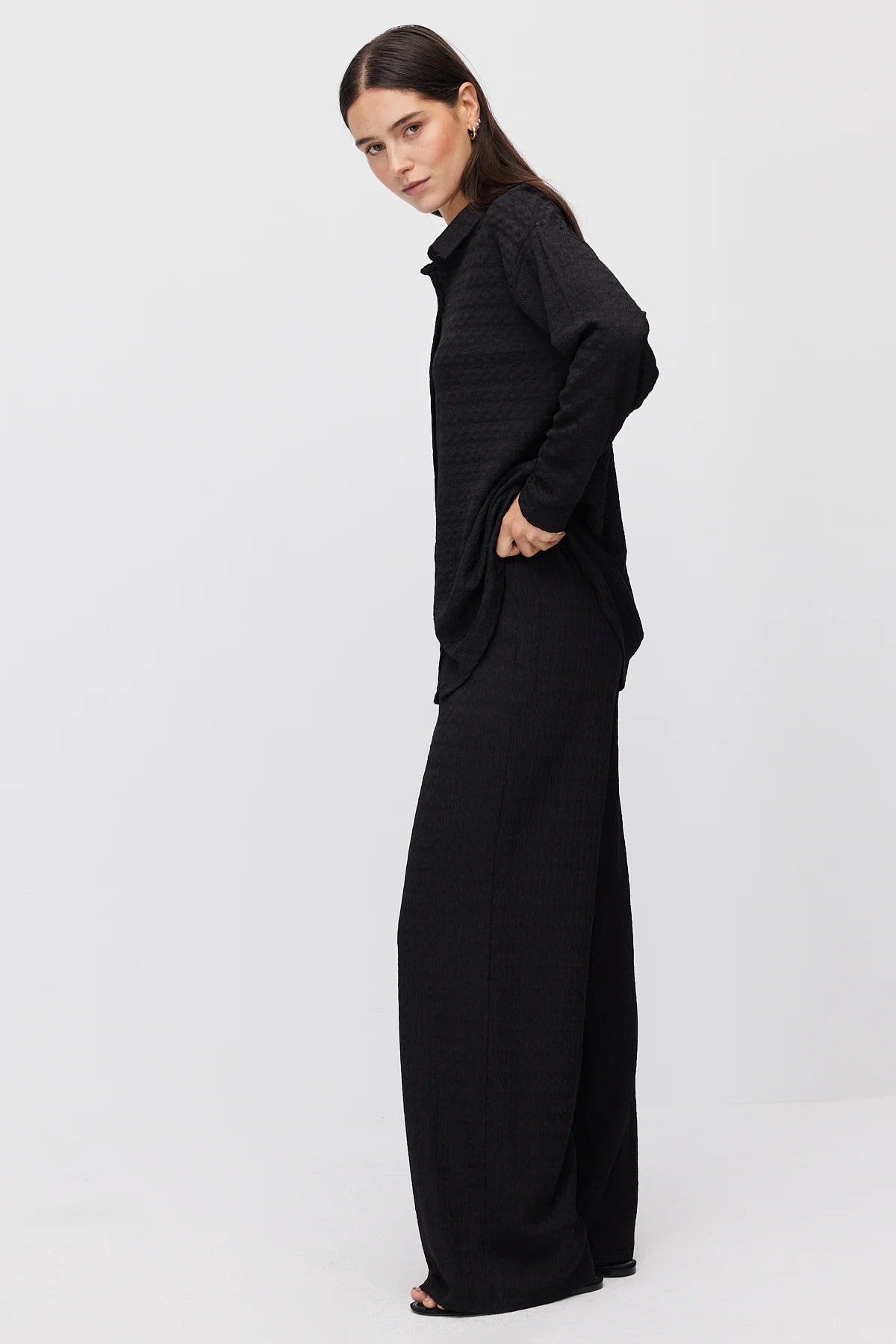 Women's Textured Pants with Elastic Waistband