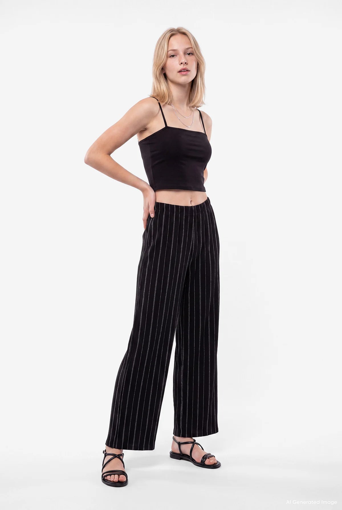 Women's Wide Leg Pants with Elastic Waistband