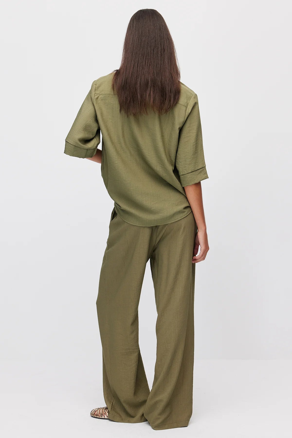 Women's Wide Leg Trousers with Tie Waist