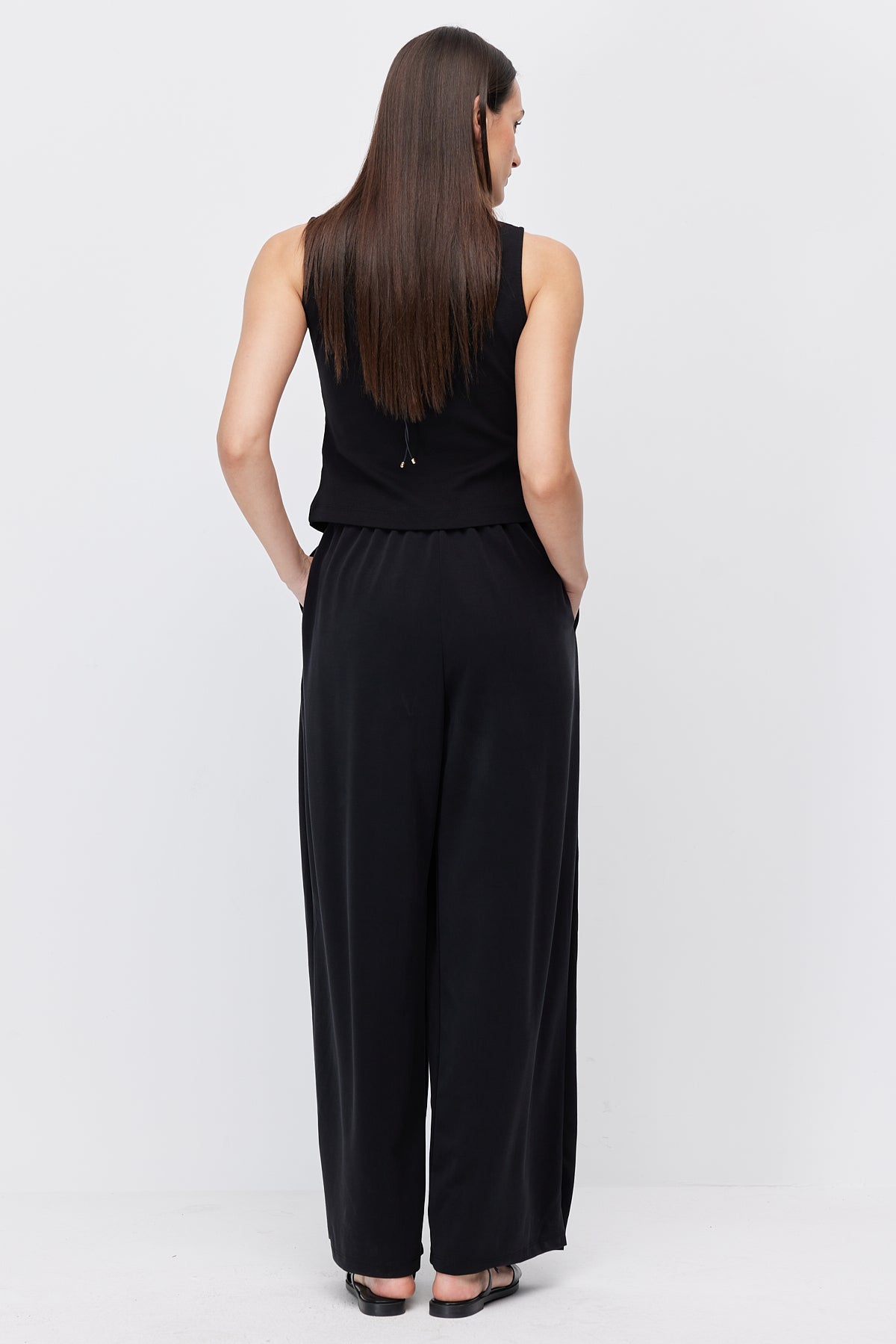 Women's Wide-Leg Trousers with Lace-Up Detail