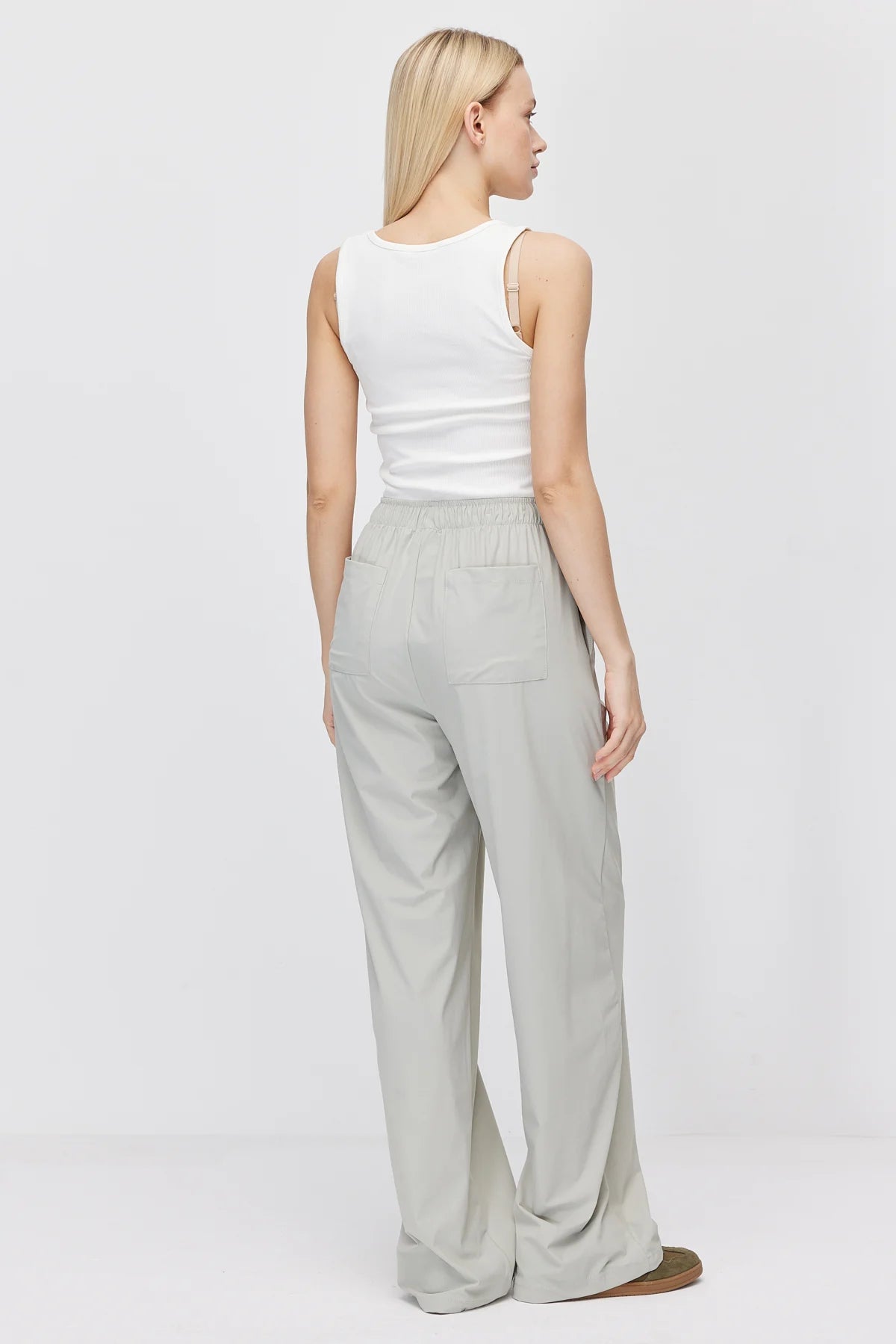 Women's Wide Leg Trousers with Elastic Waist and Drawstring