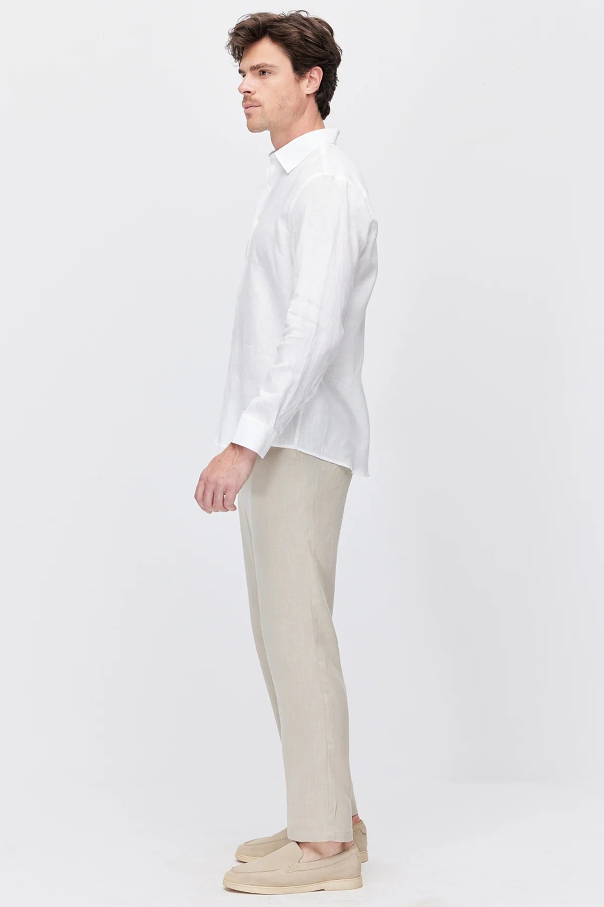 Men's Linen-Look Joggers with Elastic Waistband