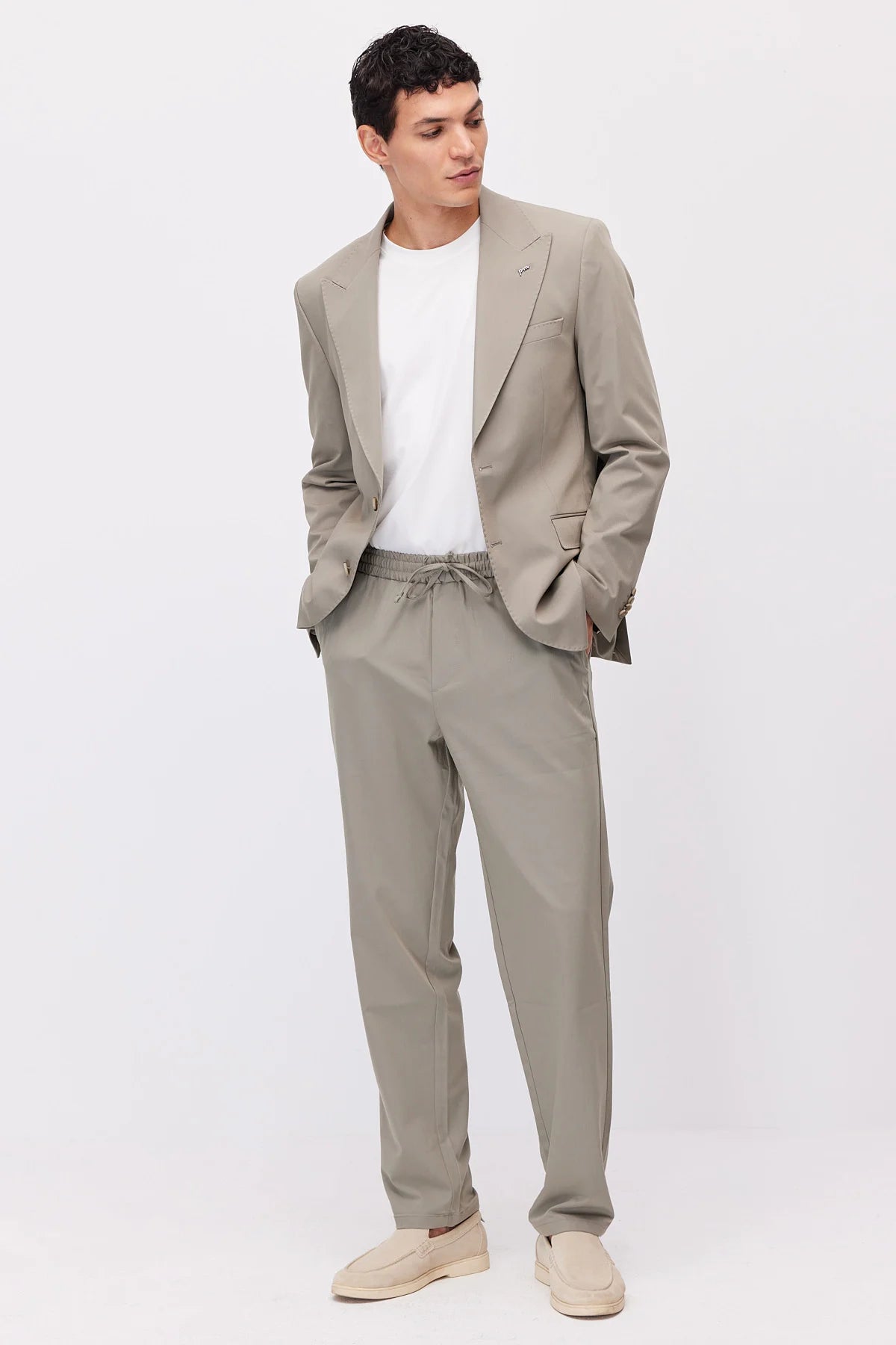 Men's Jogger Pants with Elastic Waistband and Drawstring