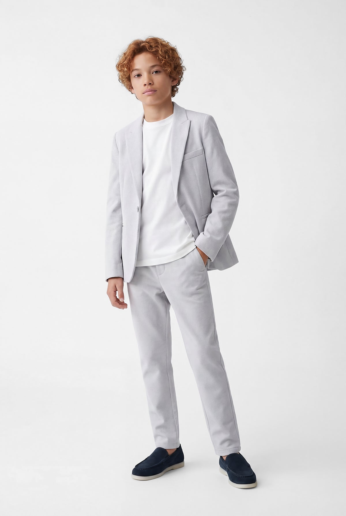 Boys' Classic Trousers with Half Elastic Waistband