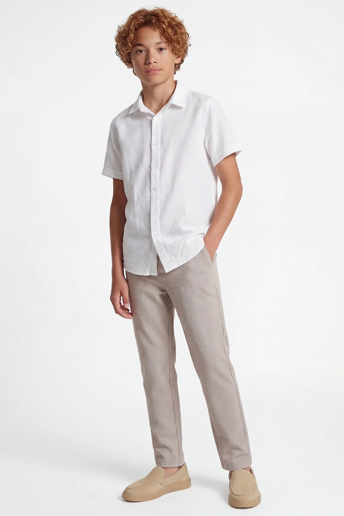Boys' Classic Trousers with Half Elastic Waistband