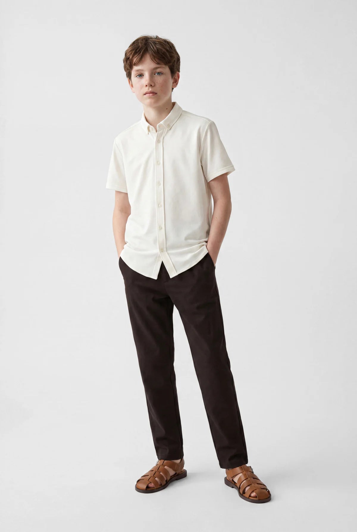 Boys' Textured Jogger Pants with Elastic Waistband