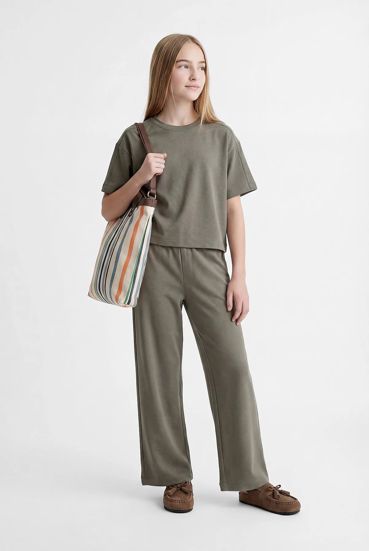 Girls' Wide Leg Trousers with Elastic Waistband