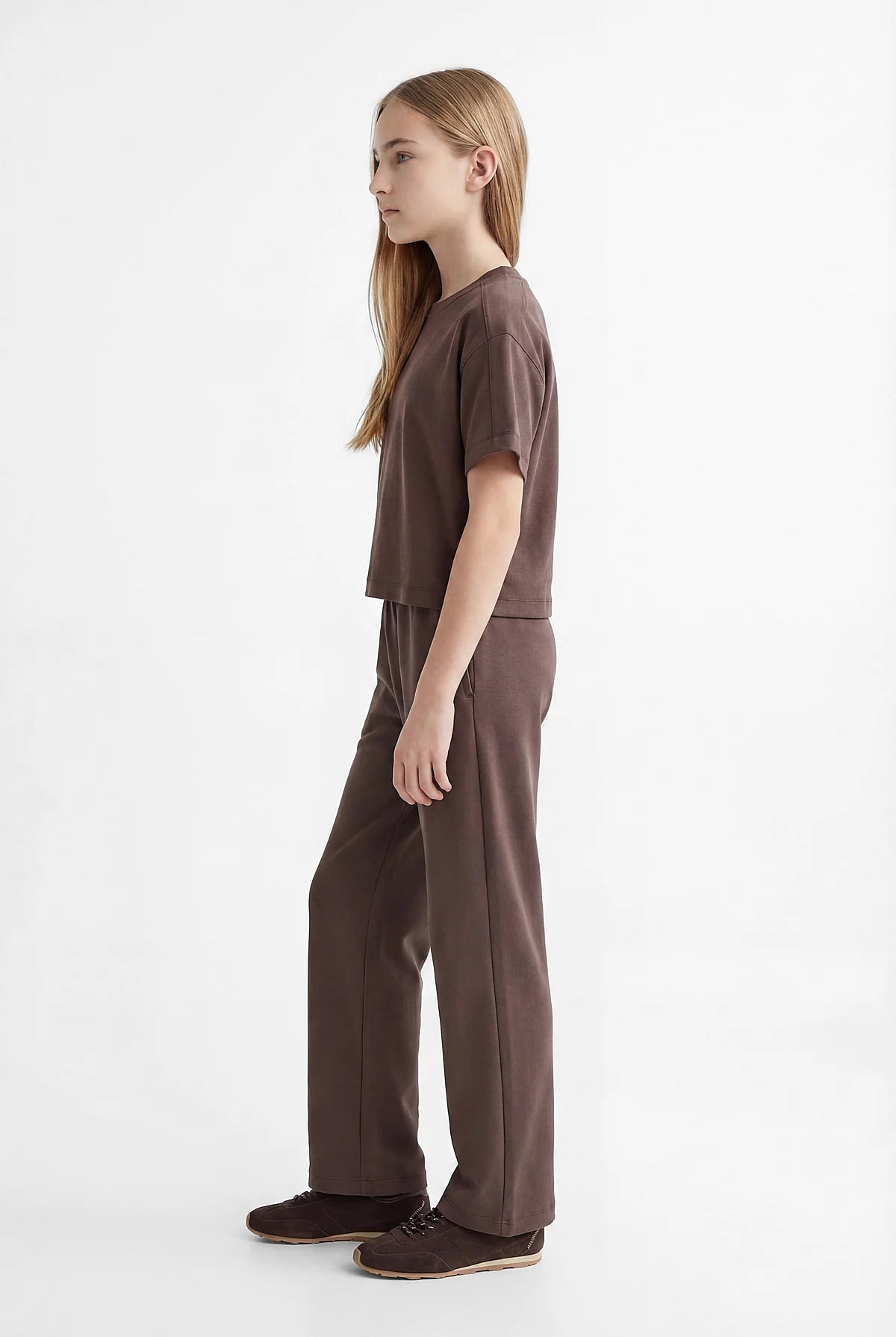 Girls' Wide Leg Trousers with Elastic Waistband