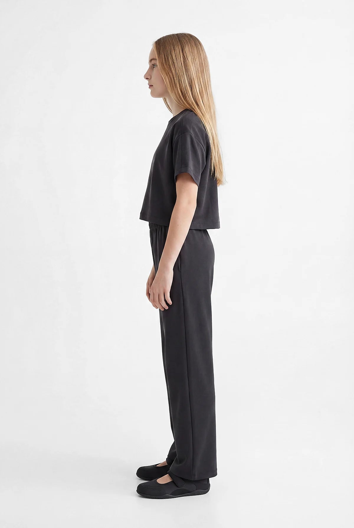 Girls' Wide Leg Trousers with Elastic Waistband