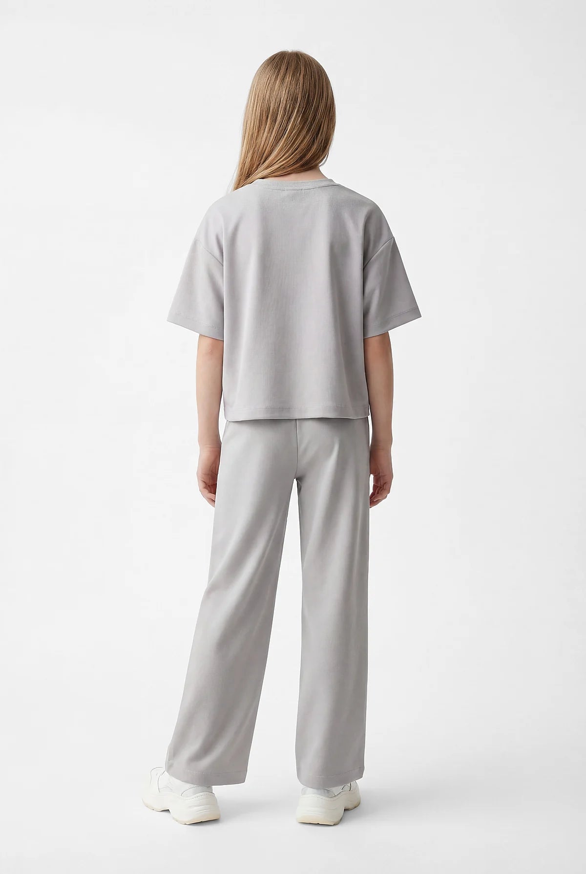 Girls' Wide Leg Trousers with Elastic Waistband