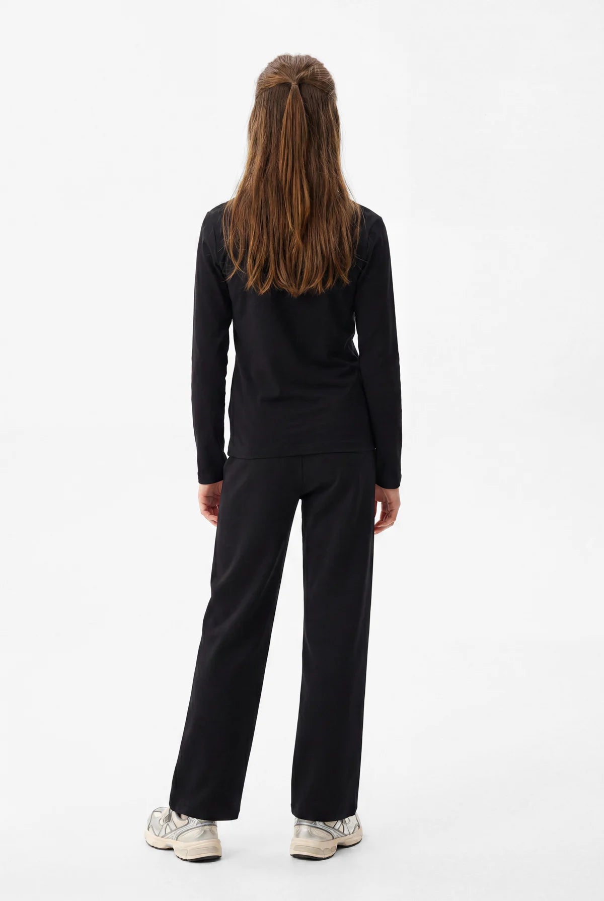 Girls' White Striped Wide Leg Trousers