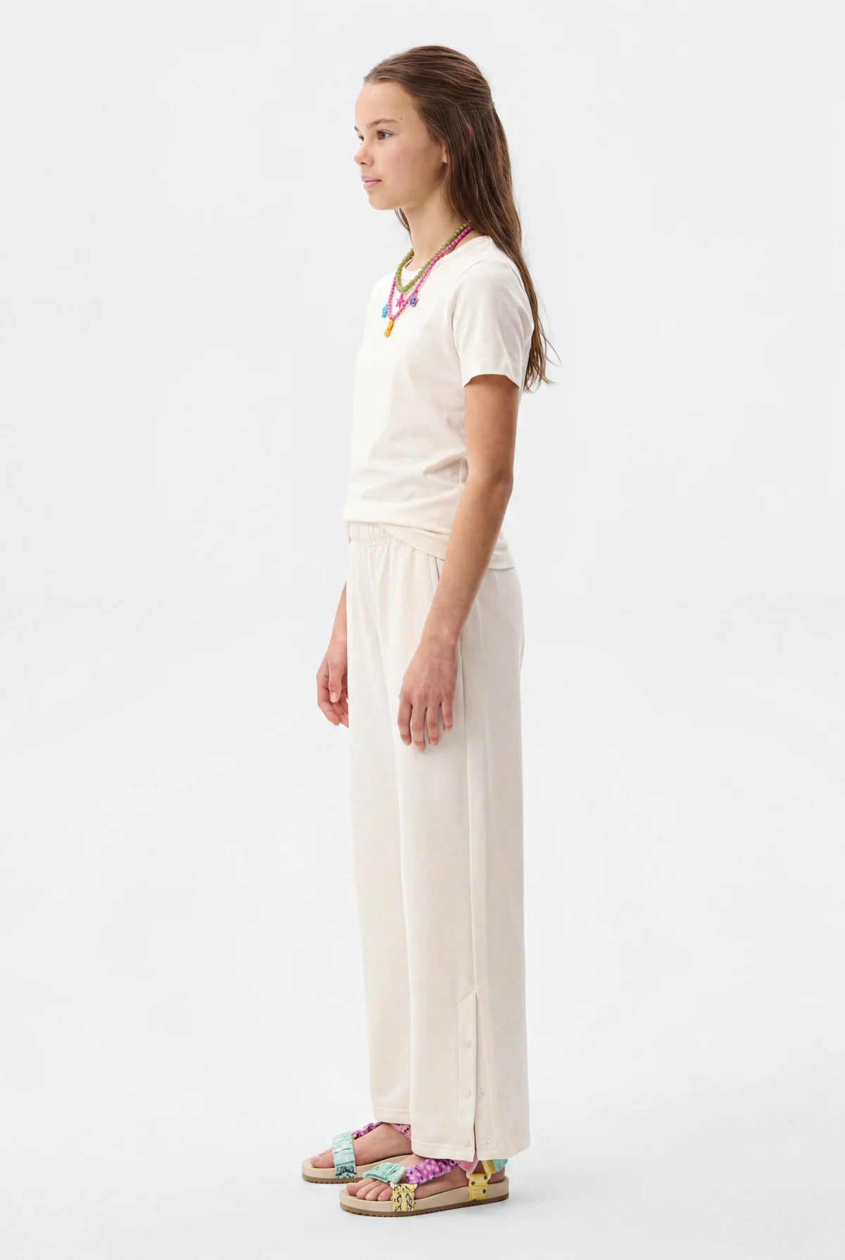 Girls' Wide-Leg Pants with Snap Fasteners