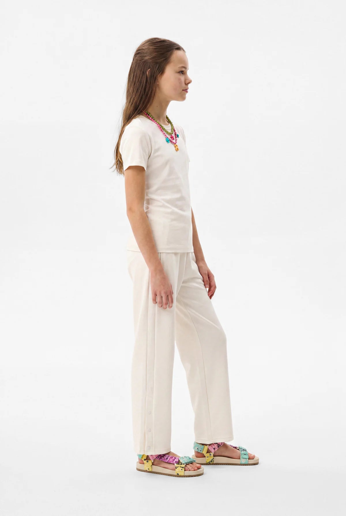 Girls' Wide-Leg Pants with Snap Fasteners