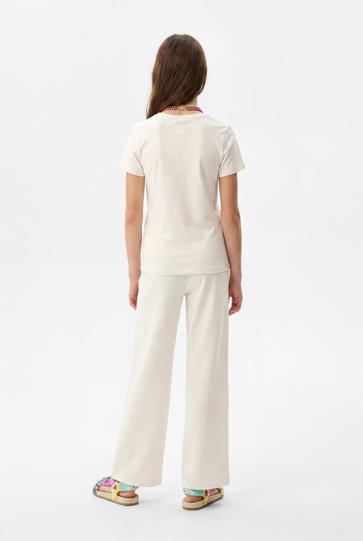 Girls' Wide-Leg Pants with Snap Fasteners