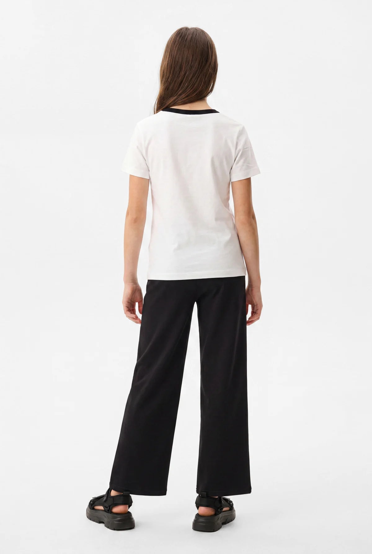 Girls' Wide-Leg Pants with Snap Fasteners